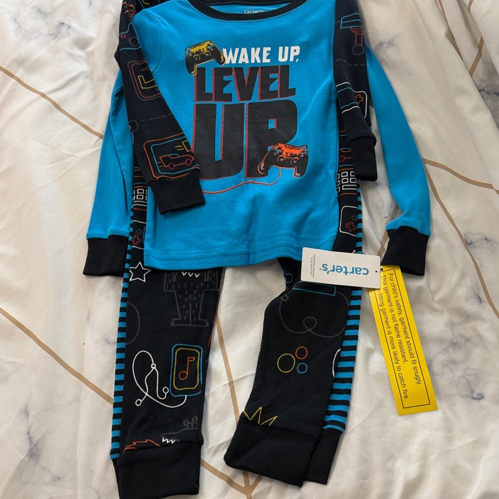 Carter's Blue and Black Gaming Pajama Set 4 pc  size 4 snug fit new